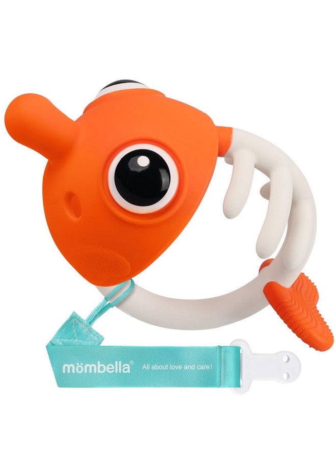 Mombella لعبة أسنان سمكة المهرج للأطفال 0 3 6 12 شهرًا مع مشبك آمنة ناعمة سيليكون لطفل عابثة 49 شهرًا تهدئة مص وعض على احتياجات هدية ممتعة للمواليد الجدد - Image 1