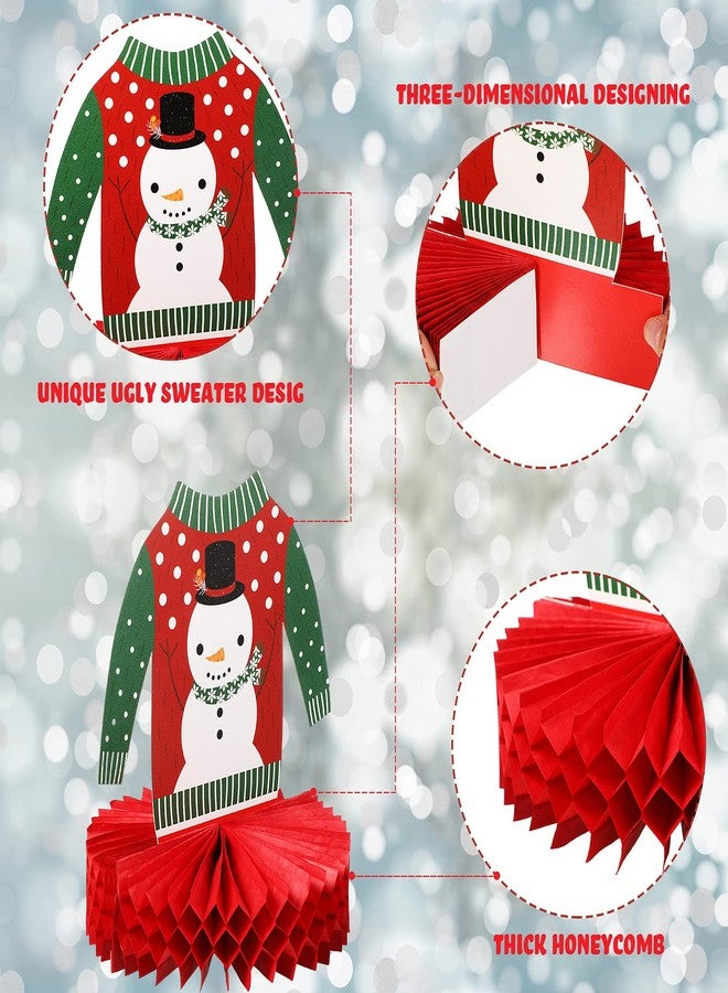 Zomiboo Christmas Ugly Sweater Party Decorations Honeycomb Centerpieces for Christmas Sweater Party 3D Table Topper Decorations Ugly Cutouts Merry Christmas Winter Holidays Supplies, 6 Styles - Image 4
