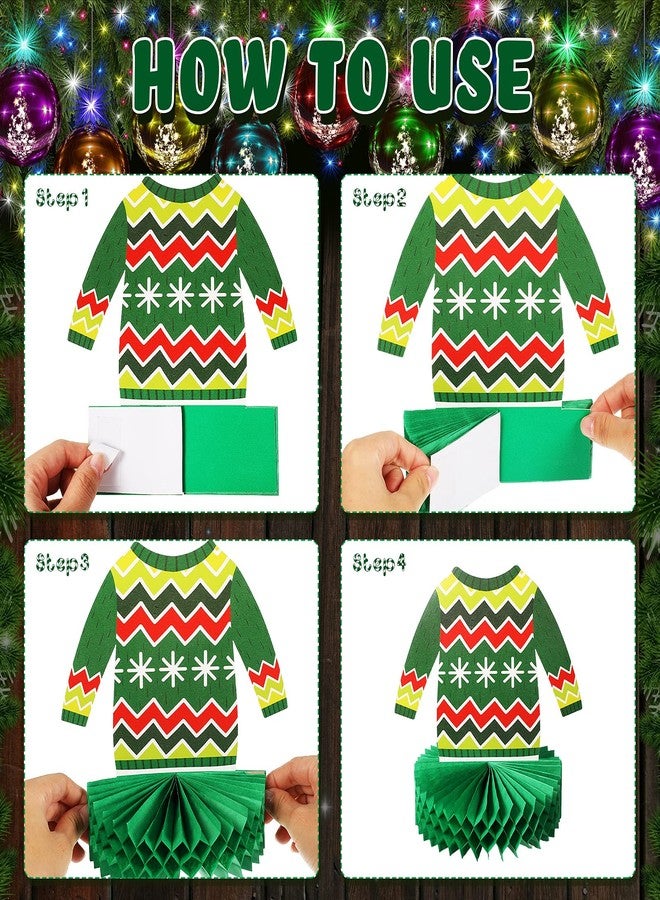 Zomiboo Christmas Ugly Sweater Party Decorations Honeycomb Centerpieces for Christmas Sweater Party 3D Table Topper Decorations Ugly Cutouts Merry Christmas Winter Holidays Supplies, 6 Styles - Image 3
