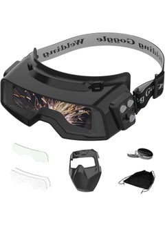 Generic Auto-Darkening Welding Face Shield Head-Mounted Helmet txr01-tc+3 outer+2 inner batteries+cloth bag 
