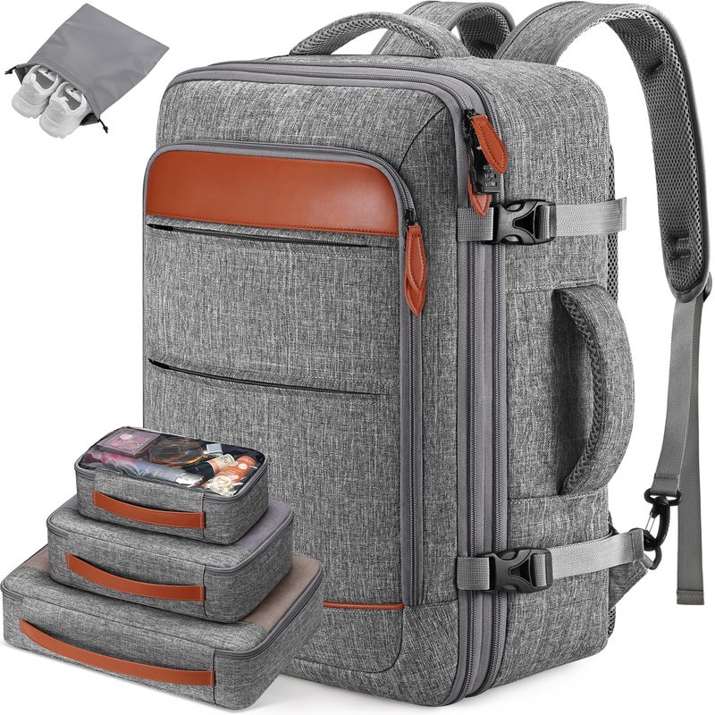 Bagsure Travel Backpack Carry On Backpack 42L Flight Approved, Expandable Laptop Backpack with Packing Cubes & Shoe Pocket, Water Resistant Luggage Backpack for Men Women, Large Backpack 20 * 14 * 7" - Image 1