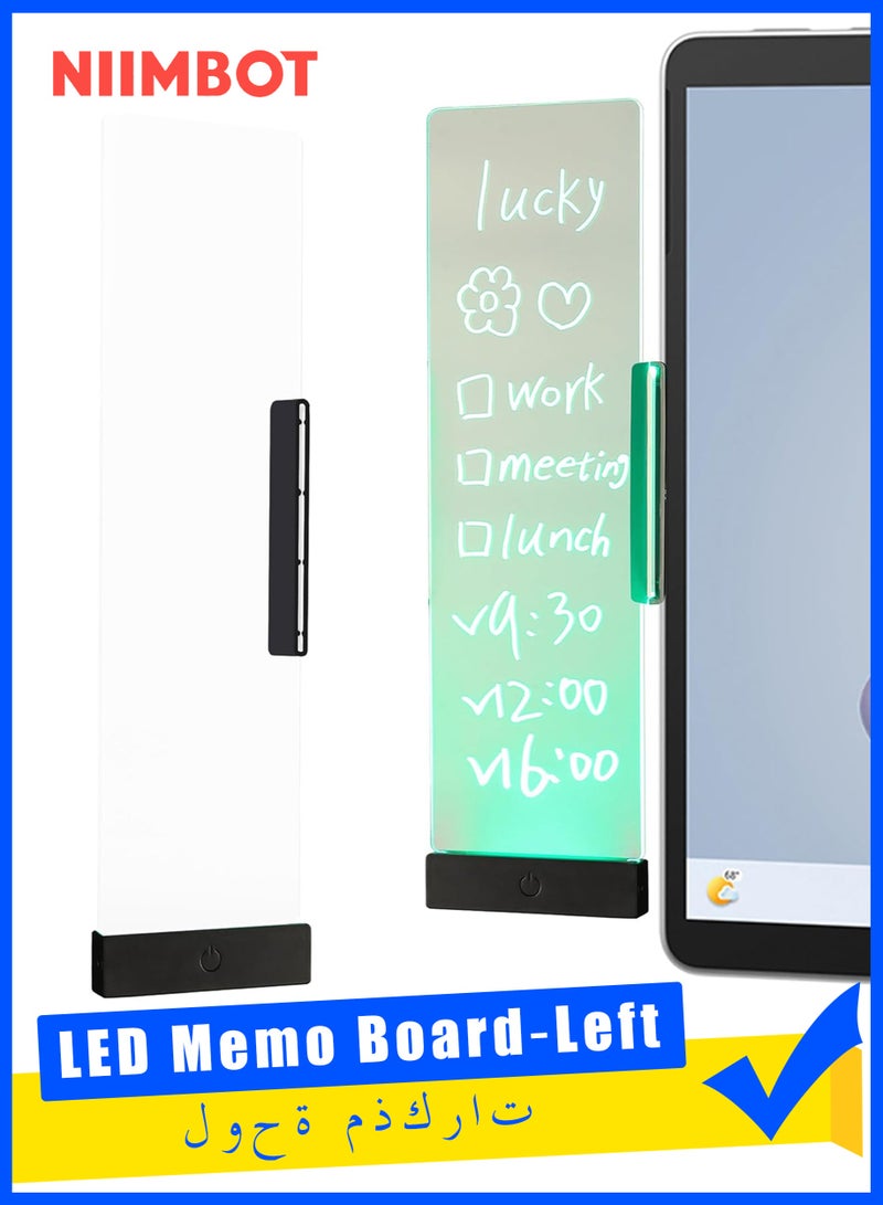 NIIMBOT LED Memo Board with Sticky Note Holder, Computer Monitor Memo Board Clear Acrylic Computer Monitor Organizer, Office Supplies, Work from Home Essentials, Multifunction Workspace Accessories, Black Left - Image 1