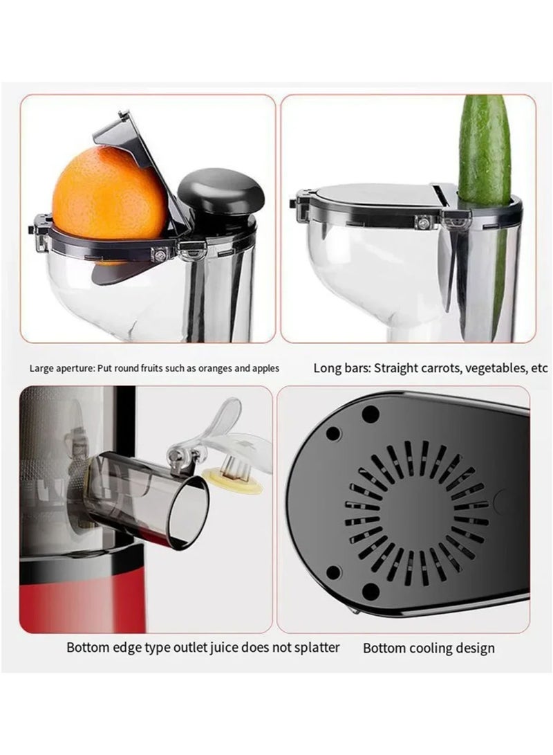 MarlaMall Masticating Juicer Machines, with Big Wide 83mm Feed Chute, Electric Juicer Machines for Vegetables and Fruits, Easy to Clean with Brush, Cold Press Juicer BPA-Free (Red) - Image 4