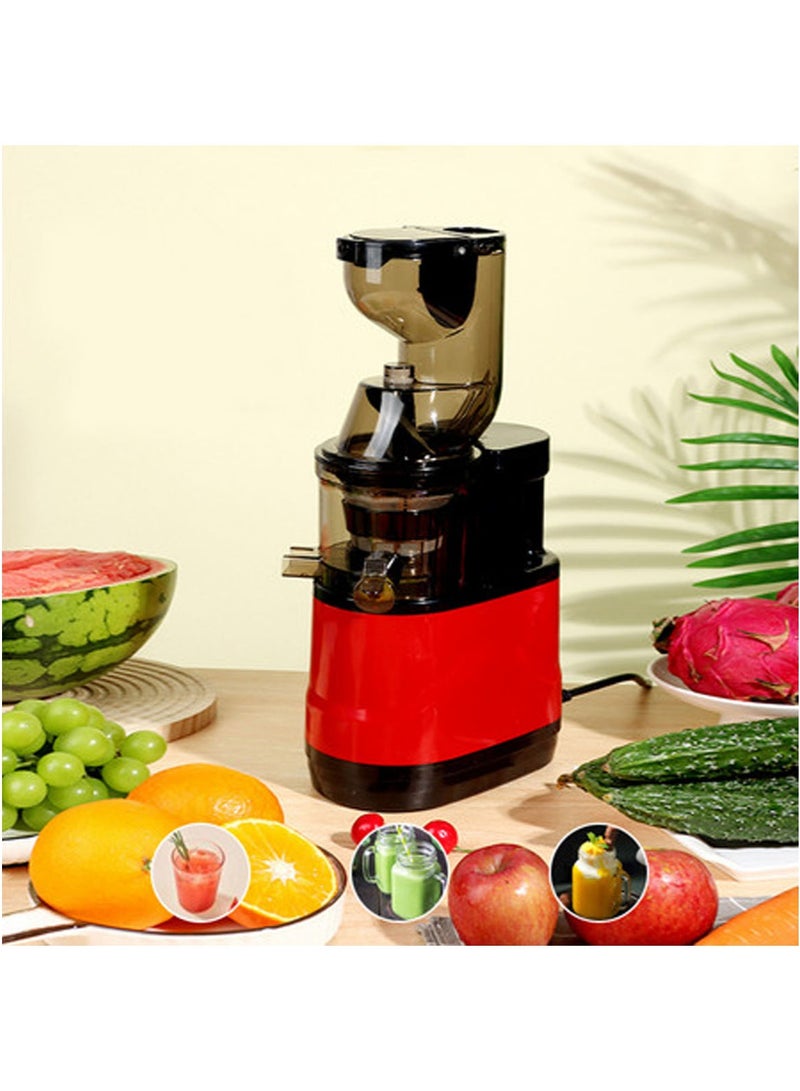 MarlaMall Masticating Juicer Machines, with Big Wide 83mm Feed Chute, Electric Juicer Machines for Vegetables and Fruits, Easy to Clean with Brush, Cold Press Juicer BPA-Free (Red) - Image 1