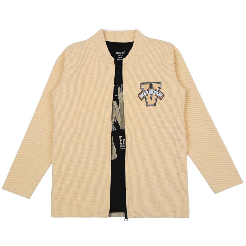 CAVIO Boys Cotton Blend Full Sleeves Zipper Jacket and T-Shirt - Image 1