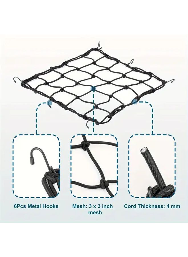 15 X 15 Motorcycle Cargo Net Expandable 30 X 30 6 Metal Hooks - Image 3