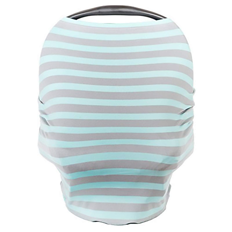 Cool Beans Baby Car Seat Covers for Babies Stretchy Lightweight and Extra Soft Nursing Cover Multiuse Covers Carseat High Chairs Shopping Carts Bonus Infant Baby Beanie and Bag Blue and Grey