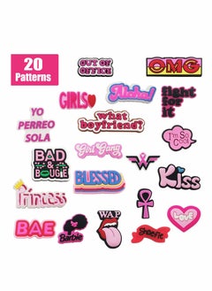 Excefore Crocs Shoe Decoration Charms 20 Pcs Pink Girls Women Charm for Crocs Hole Hole Shoe Buckle Party Favors ​Mini Charm Bracelet Wristband forWomen Girls Kid  - Image 1