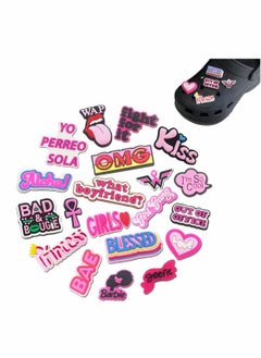 Excefore Crocs Shoe Decoration Charms 20 Pcs Pink Girls Women Charm for Crocs Hole Hole Shoe Buckle Party Favors ​Mini Charm Bracelet Wristband forWomen Girls Kid  - Image 2