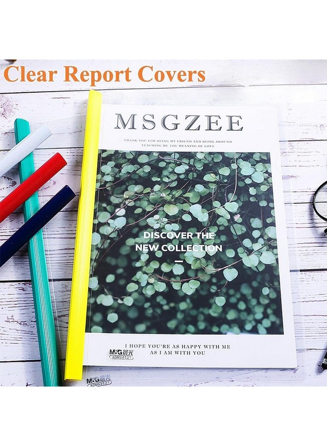 M&G 10 Pack Report Covers With Sliding Bar 10Mm Clear Report Covers For A4 And Letter Size Paper 85 Sheet Capacity Presentation File Folder Document Binder For School Office (Colored Sliding Bar) - Image 3