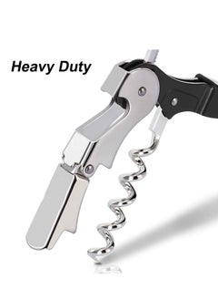 KASTWAVE 2 Pack Waiter Corkscrew Heavy Duty Chrome Waiter Corkscrew Drink Opener with Foil Cutter for Bartenders and Waiter Black Bottle Opener  - Image 5