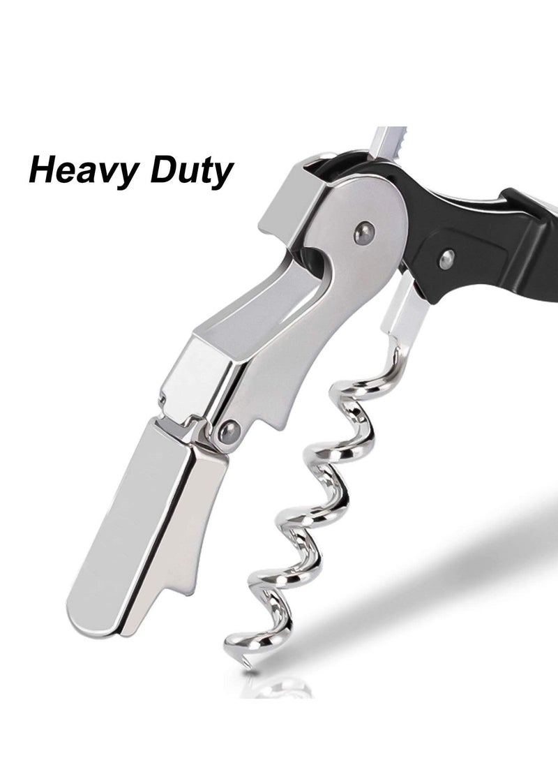 KASTWAVE 2 Pack Waiter Corkscrew Heavy Duty Chrome Waiter Corkscrew Drink Opener with Foil Cutter for Bartenders and Waiter Black Bottle Opener  - Image 5