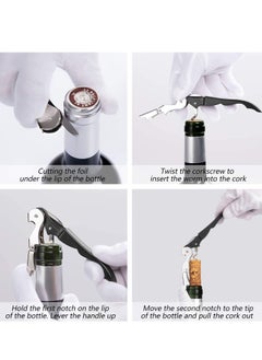 KASTWAVE 2 Pack Waiter Corkscrew Heavy Duty Chrome Waiter Corkscrew Drink Opener with Foil Cutter for Bartenders and Waiter Black Bottle Opener  - Image 3