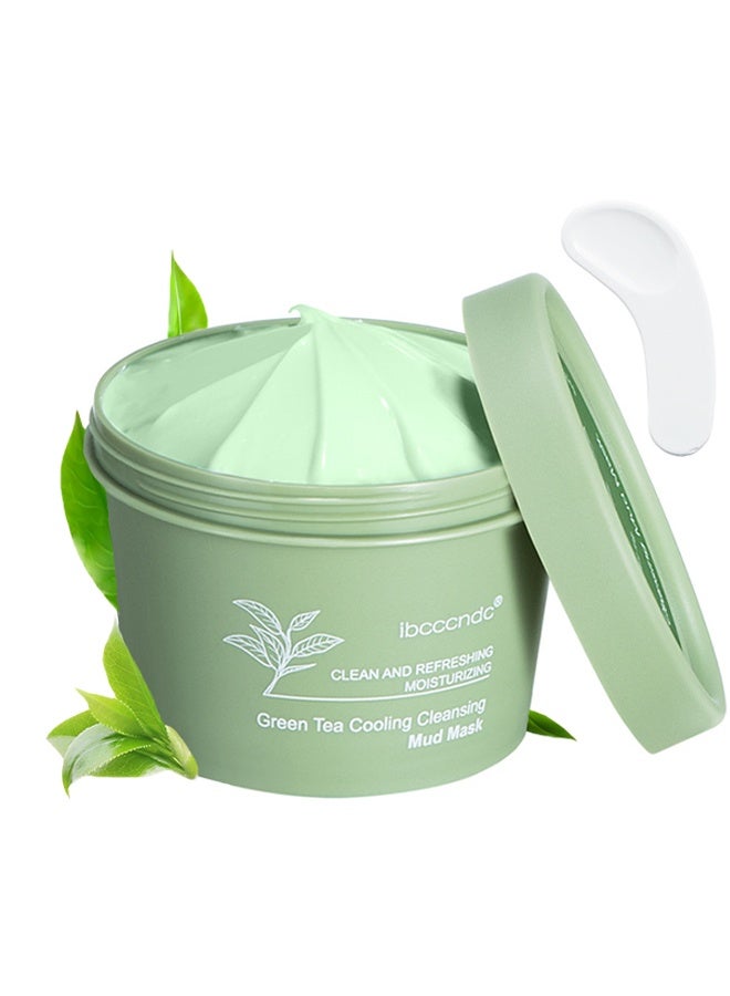 آي بي سي سي سي أن دي سي قناع الطين المنعش والمنظف بالشاي الأخضر - للبشرة الحساسة، ينظف ويرطب وينعش، لتنظيف المسام والترطيب والترطيب والانتعاش، قناع وجه بالشاي الأخضر المضاد للأكسدة يحسن مظهر البشرة بشكل عام، قناع طيني لجميع أنواع البشرة 100 جم - Image 1