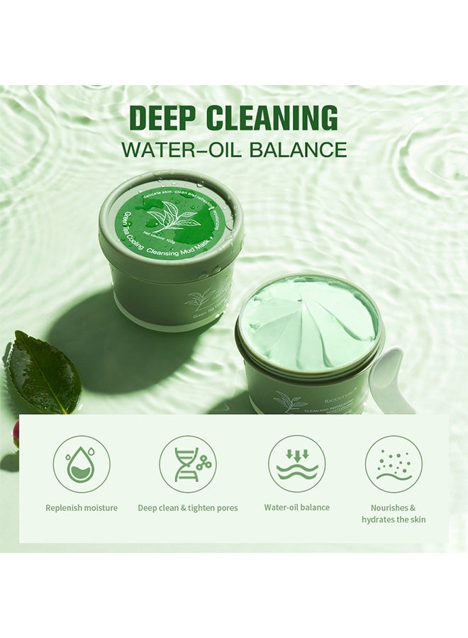 آي بي سي سي سي أن دي سي قناع الطين المنعش والمنظف بالشاي الأخضر - للبشرة الحساسة، ينظف ويرطب وينعش، لتنظيف المسام والترطيب والترطيب والانتعاش، قناع وجه بالشاي الأخضر المضاد للأكسدة يحسن مظهر البشرة بشكل عام، قناع طيني لجميع أنواع البشرة 100 جم - Image 5