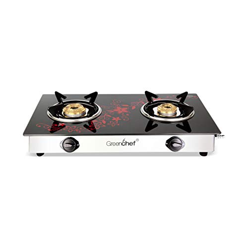 GREENCHEF Crystal Plus 2 Burner Glass Gas Stove (Black , Red), Manual - Image 1