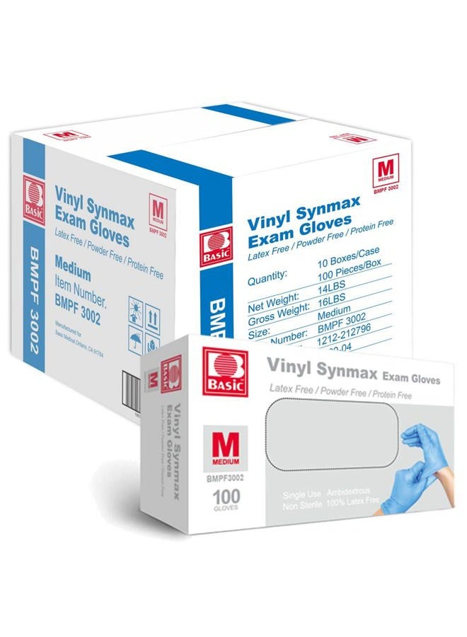 INTCO Basic Medical Synmax Vinyl Exam Gloves - Latex-Free & Powder-Free - Medium, BMPF-3002(Case of 1,000) - Image 1