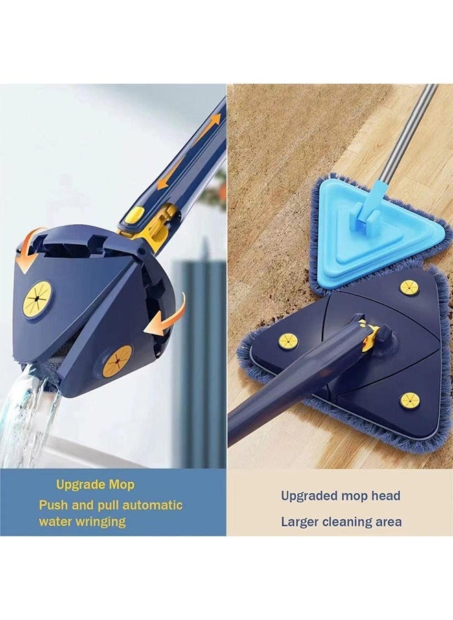 Hihonor 360° Rotatable Adjustable Cleaning Mop Extendable Triangle Mop with Long Handle Hand Twist Quick Dry Mop Multifunctional Microfiber Wet and Dry Mop for Floor Wall with 3 Replacement Pads (White)  - Image 3