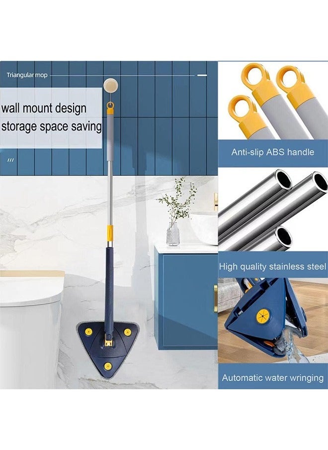Hihonor 360° Rotatable Adjustable Cleaning Mop Extendable Triangle Mop with Long Handle Hand Twist Quick Dry Mop Multifunctional Microfiber Wet and Dry Mop for Floor Wall with 3 Replacement Pads (White)  - Image 4
