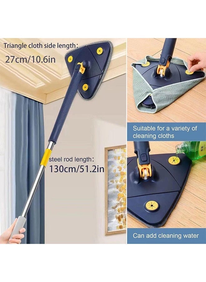 Hihonor 360° Rotatable Adjustable Cleaning Mop Extendable Triangle Mop with Long Handle Hand Twist Quick Dry Mop Multifunctional Microfiber Wet and Dry Mop for Floor Wall with 3 Replacement Pads (White)  - Image 5