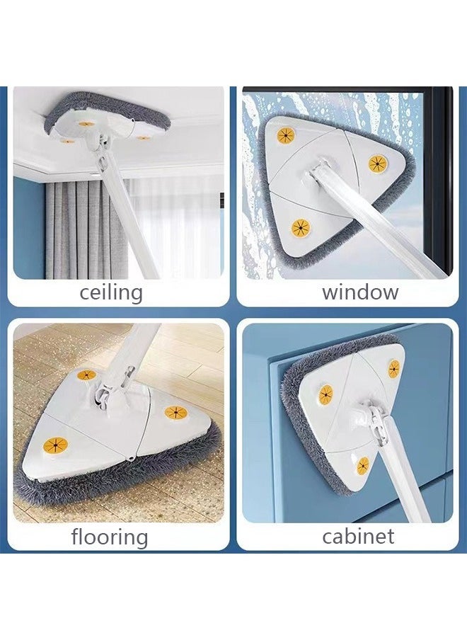 Hihonor 360° Rotatable Adjustable Cleaning Mop Extendable Triangle Mop with Long Handle Hand Twist Quick Dry Mop Multifunctional Microfiber Wet and Dry Mop for Floor Wall with 3 Replacement Pads (White)  - Image 2