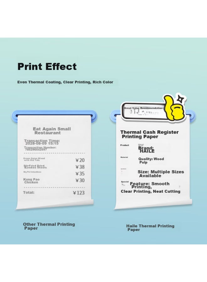 Haile [Supports Jd Takeout] 57*40Mm 24 Rolls/232 Meters Total Thermal Receipt Paper For Takeout Chits, Printing Paper, Single Roll 9.7 Meters Bq-I574024 - Image 2