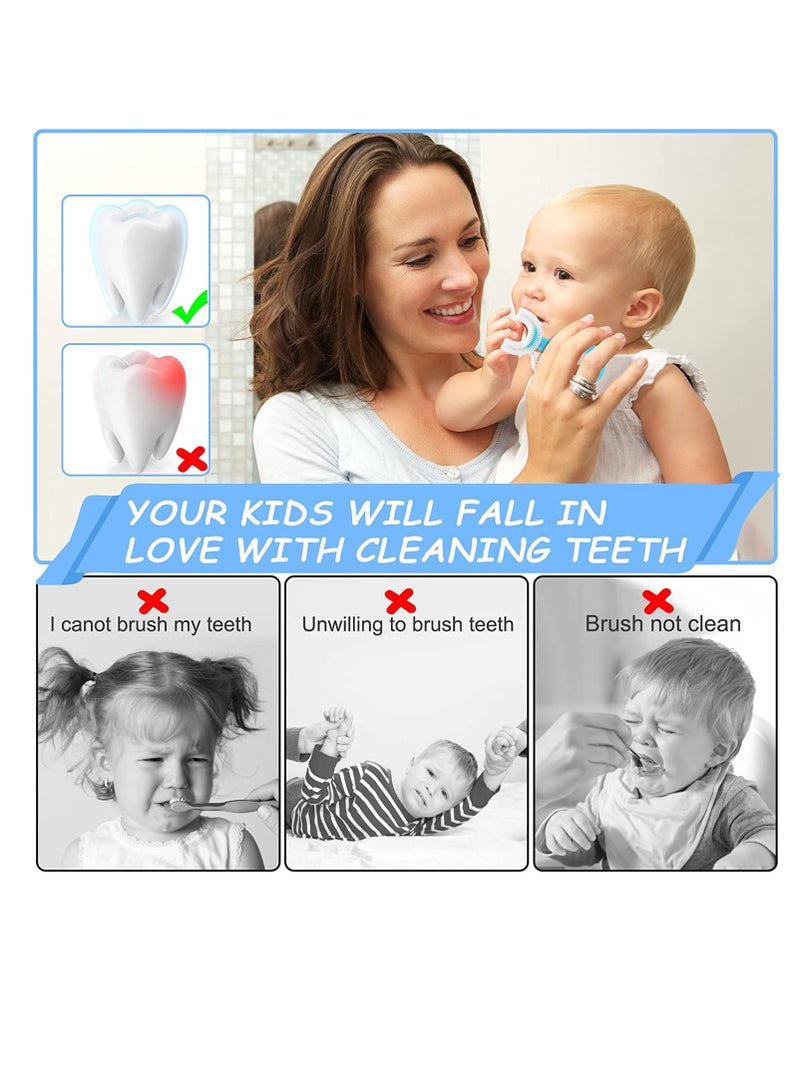 Kids Toothbrush, U- Shaped Soft Brush Head Design, 4 Pcs Toddler 360 ° Design Oral Tooth Cleaning Tool for Kids Child, Safety Material, Dense Soft, Easy to Grasp, Make Baby Fall In Love With Brushing - Image 3