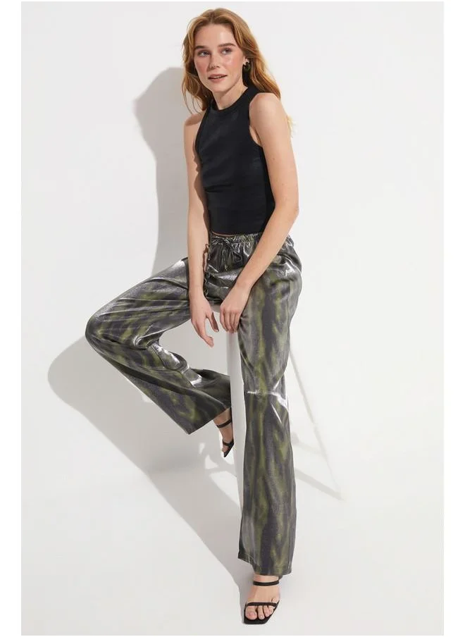 جون June Zebra Patterned Trouser Khaki