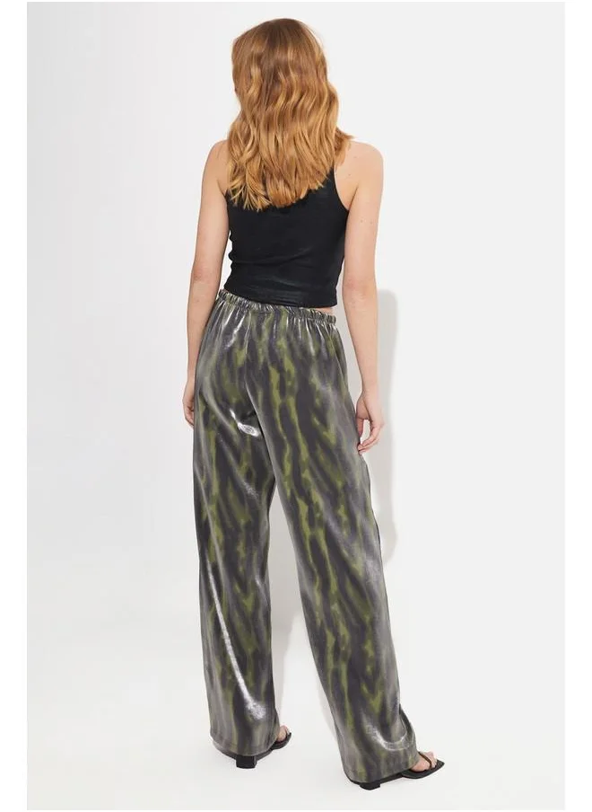 جون June Zebra Patterned Trouser Khaki