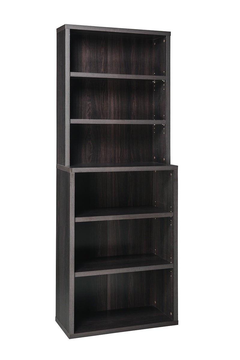 ClosetMaid ClosetMaid Bookshelf with 6 Shelf Tiers Adjustable Shelves Tall Bookcase Hutch Sturdy Wood with Closed Back Panel Black Walnut Finish 