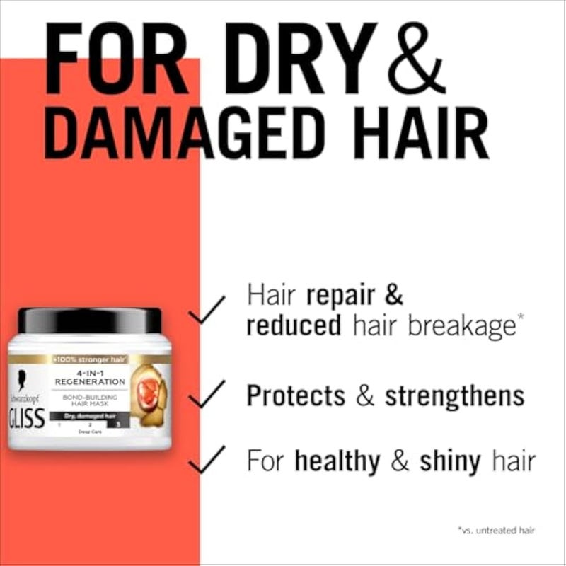 Gliss 4-in-1 Regeneration Bond-Building Hair Mask, 400ml — Regenerate damaged hair with this intensive mask, formulated to restore strength and vibrant health - Image 3