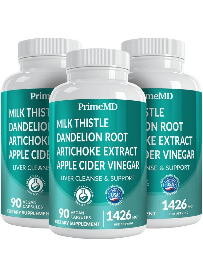 PrimeMD 32-in-1 Liver Cleanse Detox & Repair with Milk Thistle and Silymarin, Artichoke Extract and Beetroot Powder for Liver Support with Active Liver Health Formula - 1426mg (90 ct, Pack of 3) - Image 1