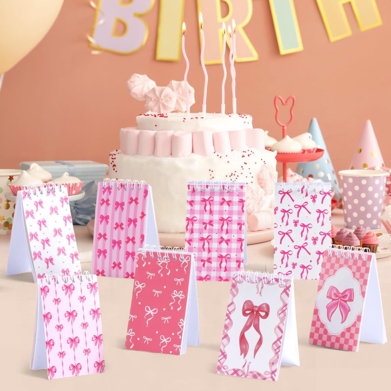 Faccito 24 Pcs Pink Bow Mini Notebook Cute Coquette Pink Party Favors Preppy Bow Small Notepads Coquette Pocket Spiral Journal for Birthday Party Supplies Classroom Rewards Gift, 2.4 x 3.9 Inch - Image 4