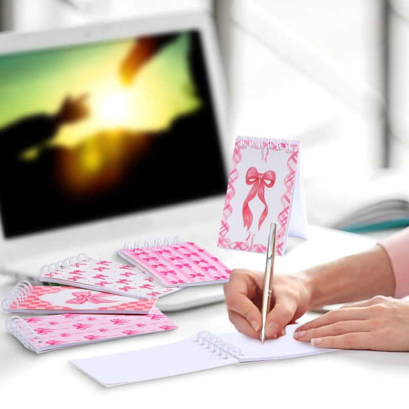 Faccito 24 Pcs Pink Bow Mini Notebook Cute Coquette Pink Party Favors Preppy Bow Small Notepads Coquette Pocket Spiral Journal for Birthday Party Supplies Classroom Rewards Gift, 2.4 x 3.9 Inch - Image 5