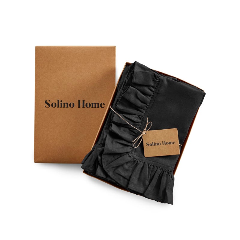 سولينو هوم المناديل ذات الكتان المنزلي المنزلي في Solino المناديل 20 × 20 بوصة - 100 ٪ من المناديل القماشية النقية النقية مجموعة من 4 - Gabrielle كشكش مصنوع يدويًا وآلة قابلة للغسل  - Image 3