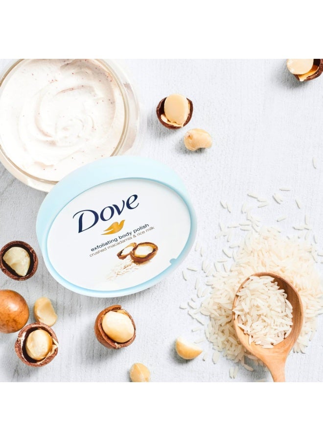 Dove Exfoliating Body Polish Scrub Macadamia And Rice Milk 225ml - Image 5