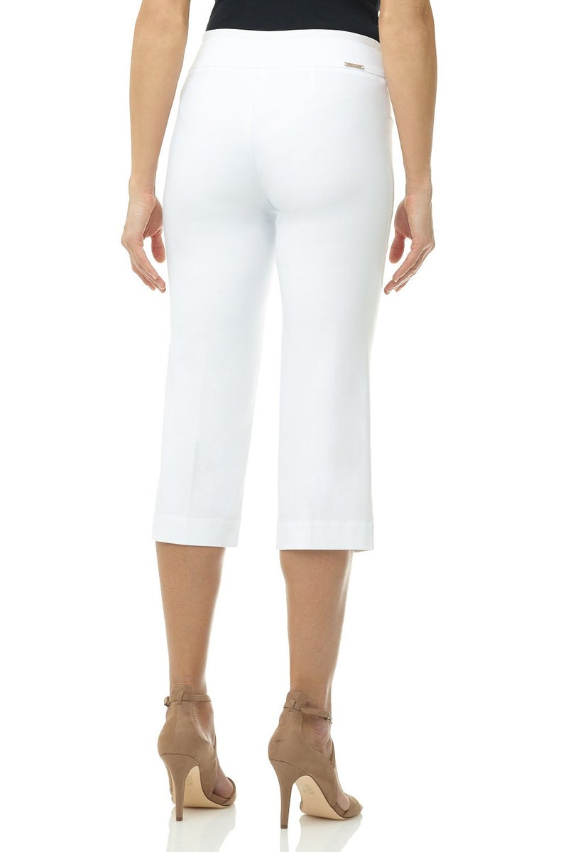 Rekucci Women’s Comfort Stretch Pull-On Capri Pants with Button Detail – Everyday Casual Wear (14, White) - Image 3