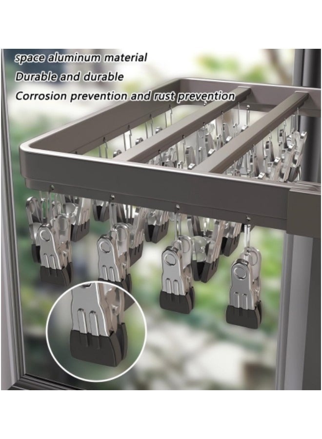 GGEROU Clothes Drying Rack Wall Mount, Sock Drying Rack with 24 Clips,Aluminum Alloy Laundry Drying Rack for Socks, Towels, Bras, Lingerie, Baby Clothes - Image 5