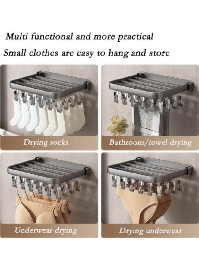 GGEROU Clothes Drying Rack Wall Mount, Sock Drying Rack with 24 Clips,Aluminum Alloy Laundry Drying Rack for Socks, Towels, Bras, Lingerie, Baby Clothes - Image 4