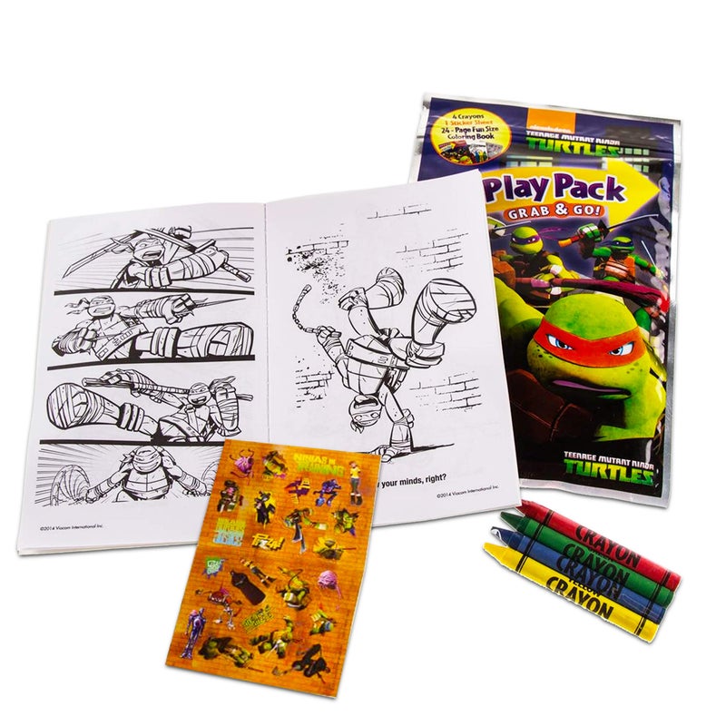 Bendon Set Of 15 Teenage Mutant Ninja Turtles Play Packs Fun Party Favors Coloring Book Crayons Stickers - Image 2