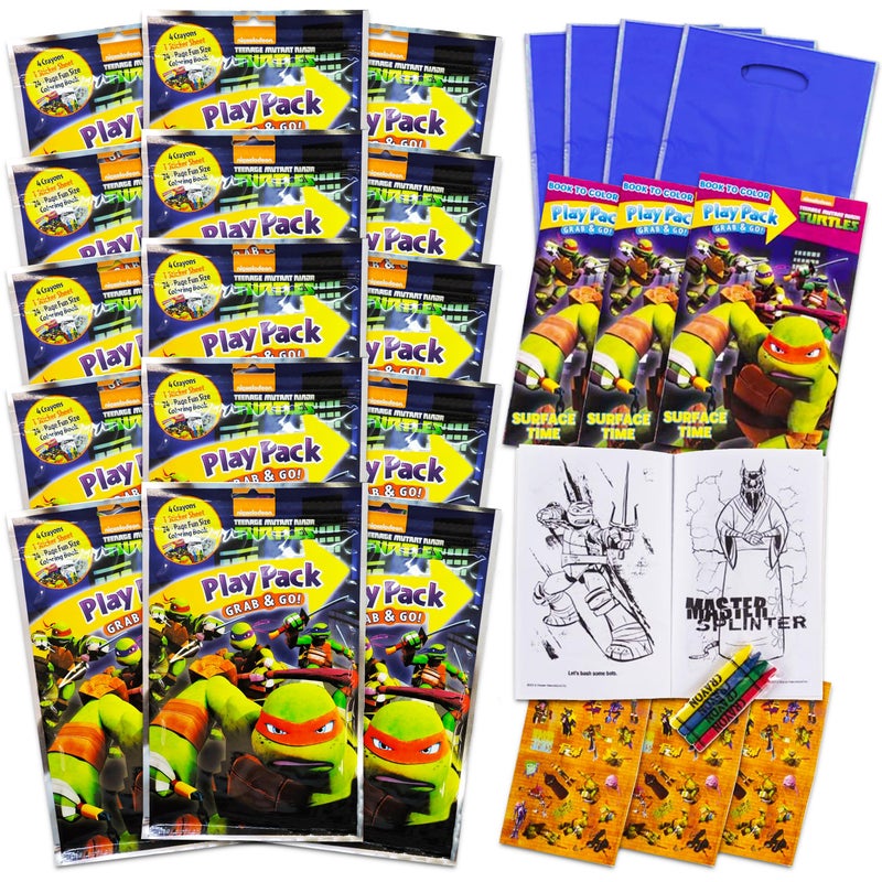 Bendon Set Of 15 Teenage Mutant Ninja Turtles Play Packs Fun Party Favors Coloring Book Crayons Stickers - Image 5