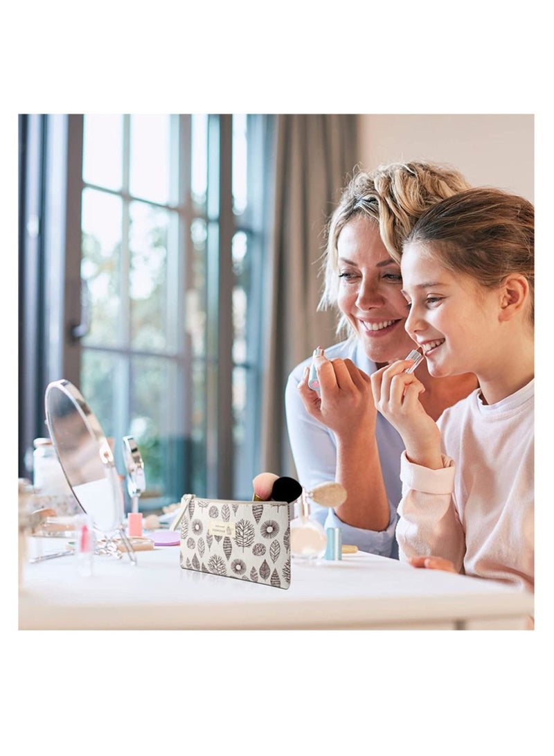 Captaintech Canvas Cosmetic Bags 3 PCS , Multifunctional Travel Toiletry Bag Printed Makeup Bags with Zipper Portable Makeup Toiletry Wash Bag Canvas Pencil Case Canvas Travel Pouch for Women Girls - Image 1