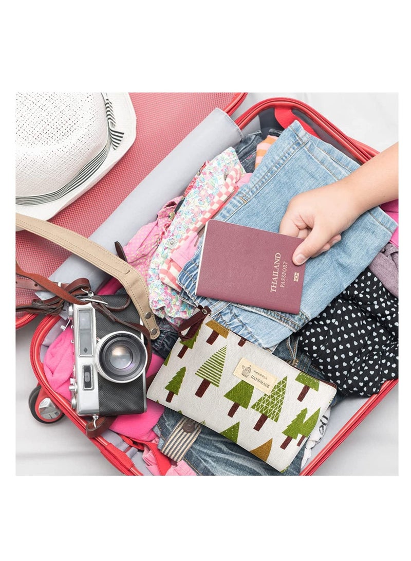 Captaintech Canvas Cosmetic Bags 3 PCS , Multifunctional Travel Toiletry Bag Printed Makeup Bags with Zipper Portable Makeup Toiletry Wash Bag Canvas Pencil Case Canvas Travel Pouch for Women Girls - Image 3