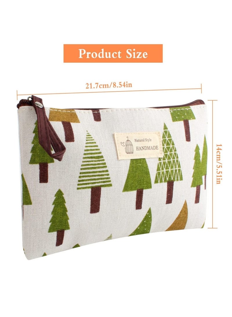 Captaintech Canvas Cosmetic Bags 3 PCS , Multifunctional Travel Toiletry Bag Printed Makeup Bags with Zipper Portable Makeup Toiletry Wash Bag Canvas Pencil Case Canvas Travel Pouch for Women Girls - Image 5