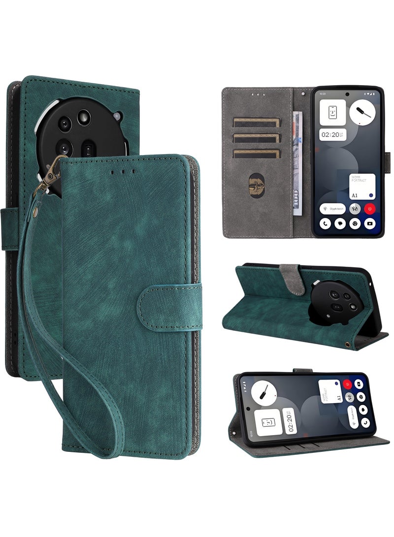 غطاء فليب لهاتف Nothing Phone 3a Pro مع حزام يد من جلد PU، حماية كاملة ضد الصدمات، محفظة فوليوم بتقنية RFID ضد السرقة - Image 1