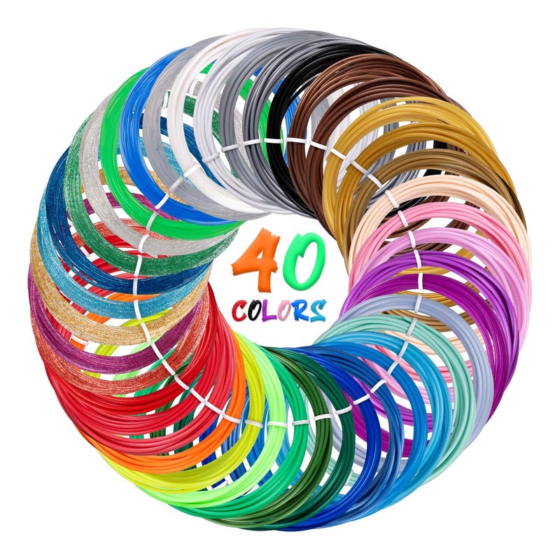 Kretrum 40 Colors Pla 3D Pen Filament Refills Compatible With Scrib3D Mynt3D Pika3D 3D Pen Most 1 75Mm 3D Prining Pens Not Fit 3Doodler Start Pen