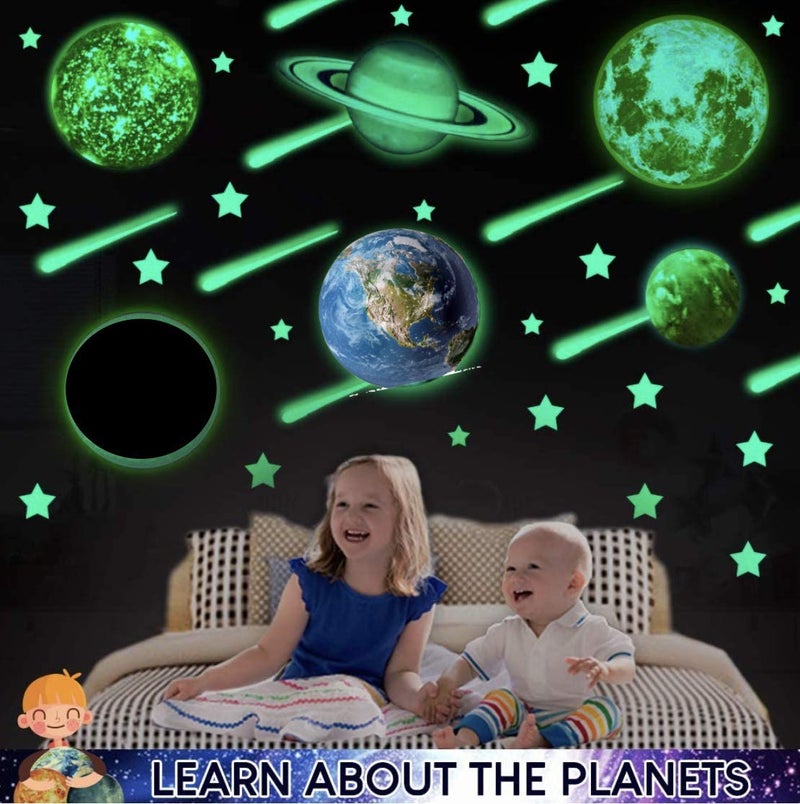 UNTOLD PLANETS 200+PCS Glow in The Dark Stars and Planets for Ceiling  3D Realistic NASA Space Decor Dwarf Planets Pluto Moon Sun Glow in The Dark Stars  Solar System for Kids Wall Decals  Boys Room Decor  - Image 3