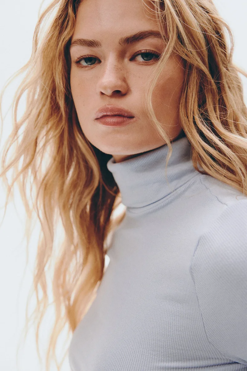 H&M Ribbed polo-neck top