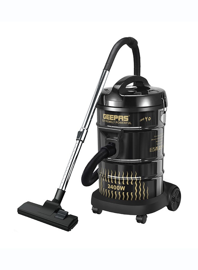 GEEPAS Drum Vacuum Cleaner With 25 L Dust Bag Capacity- GVC2592/  With Elegant Body, Dry and Blow Function/ Powerful Suction, Full Indicator, Multiple Accessories Included/ Perfect for Home, Office, Apartments/ 2 Years Warranty 25 L 2400 W GVC2592 black - Image 1