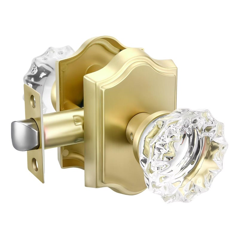 Leydebong 1 Pack Gold Premium Glass Crystal Door Knobs NonLocking Passage Knobs Interior Hall and Closet Door Handles - Image 2